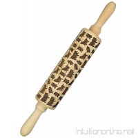 Cute Dancing Pigs Engraved Rolling Pin  Solid Beech Wood  Deep Pattern Makes Delightful 3D Pigs in Dough  Ultimate Kitchen Gadget For Yummy Kids Cookies  Free Recipes  - B01G7P8CWE